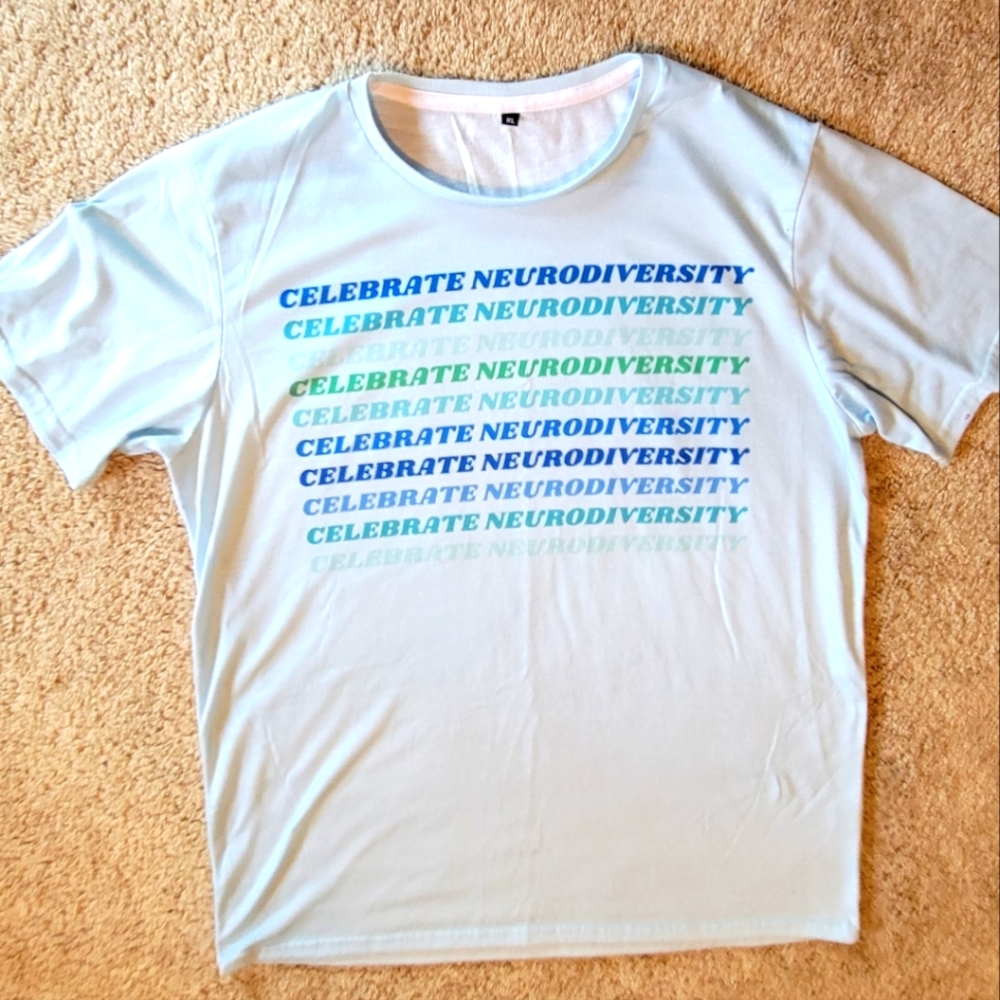 Shirt unisex light blue 'celebrate neurodiversity' XL